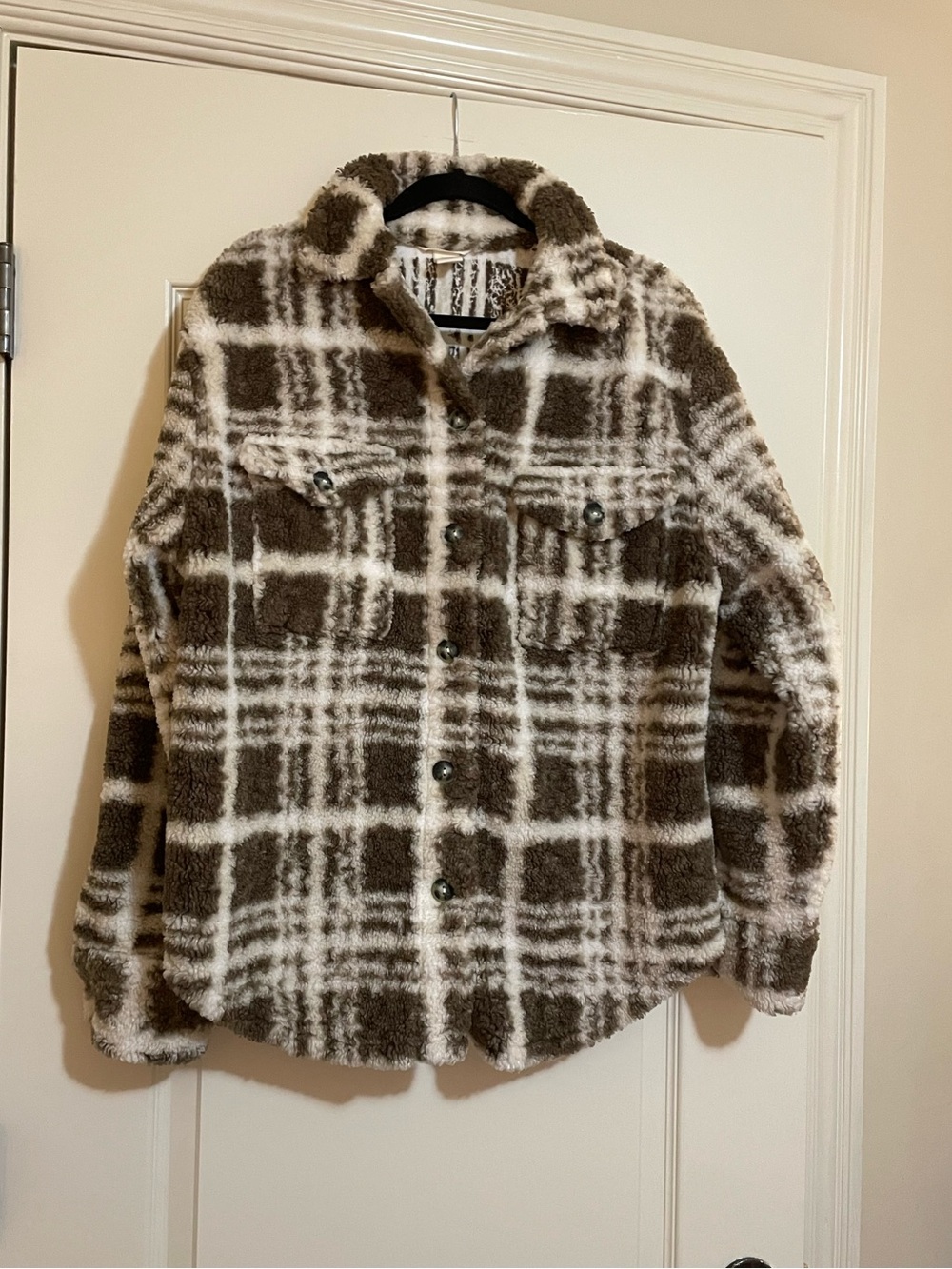 H&M Brown and Cream Plaid Shacket